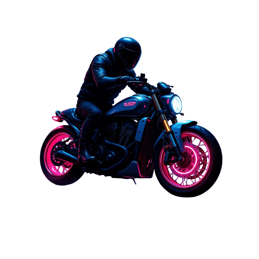 Cyberpunk Motorcycle Racer with Neon Underglow