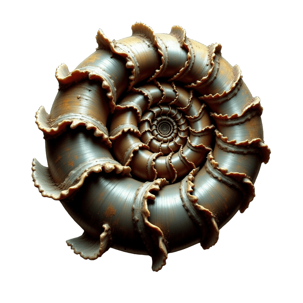 Fibonacci Spiral in Nautilus Shell with Equations
