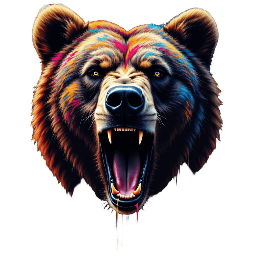 Graffiti Style Roaring Bear with Paint Drips