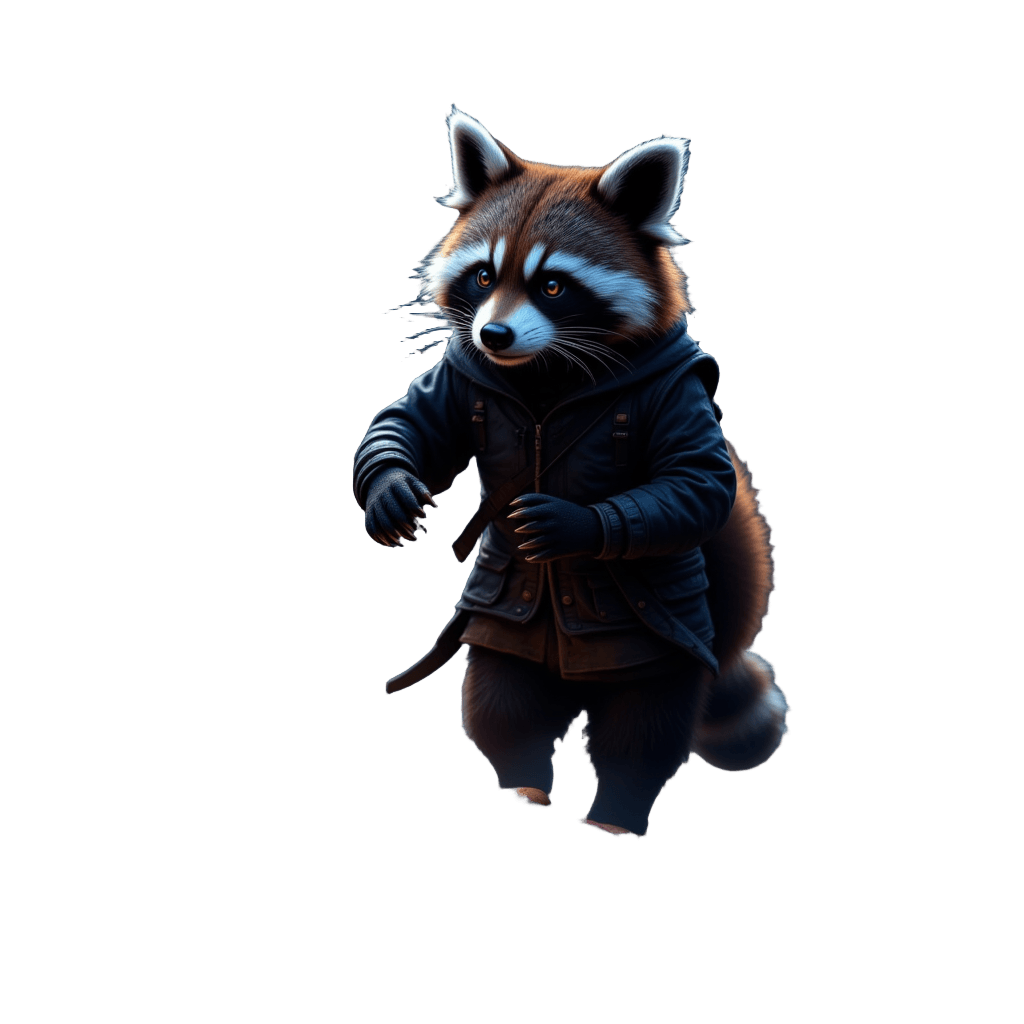 Raccoon Sneaking Away with Donuts at Midnight