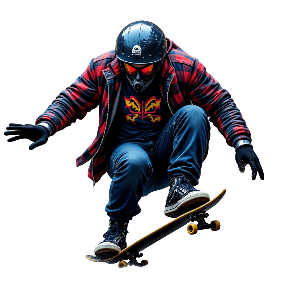 Skateboard Breaking Through Brick Wall Graffiti