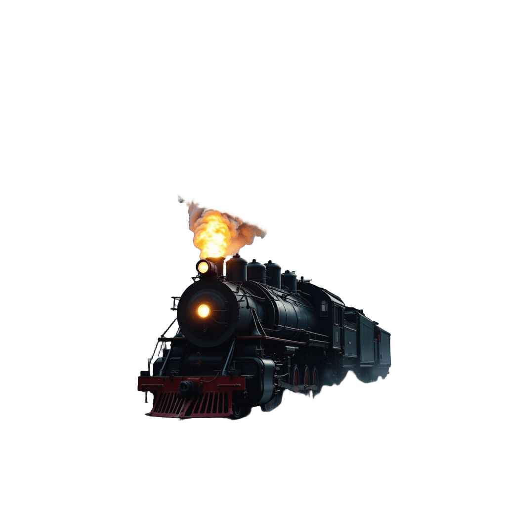 Steam Locomotive Through Mountain with Smoke