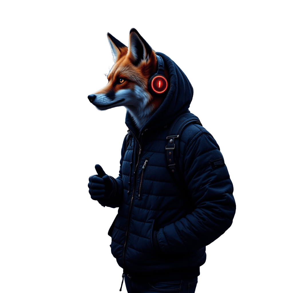 Urban Fox in Hoodie Walking Through Neon City