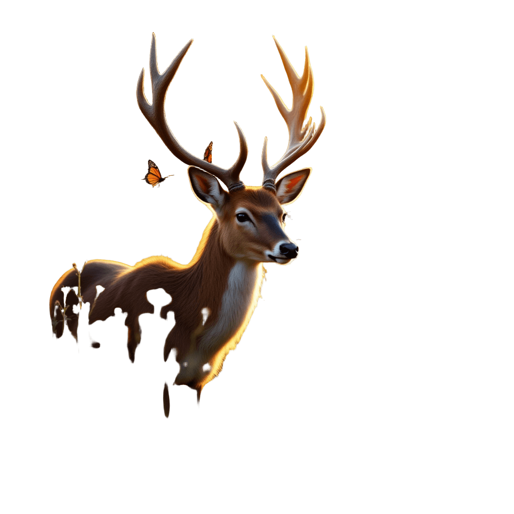 Deer in Wildflower Meadow at Golden Hour