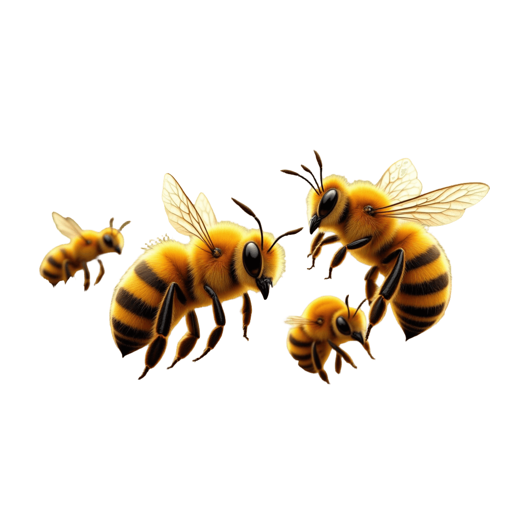 Kawaii Bees Making Honey in Flower Garden