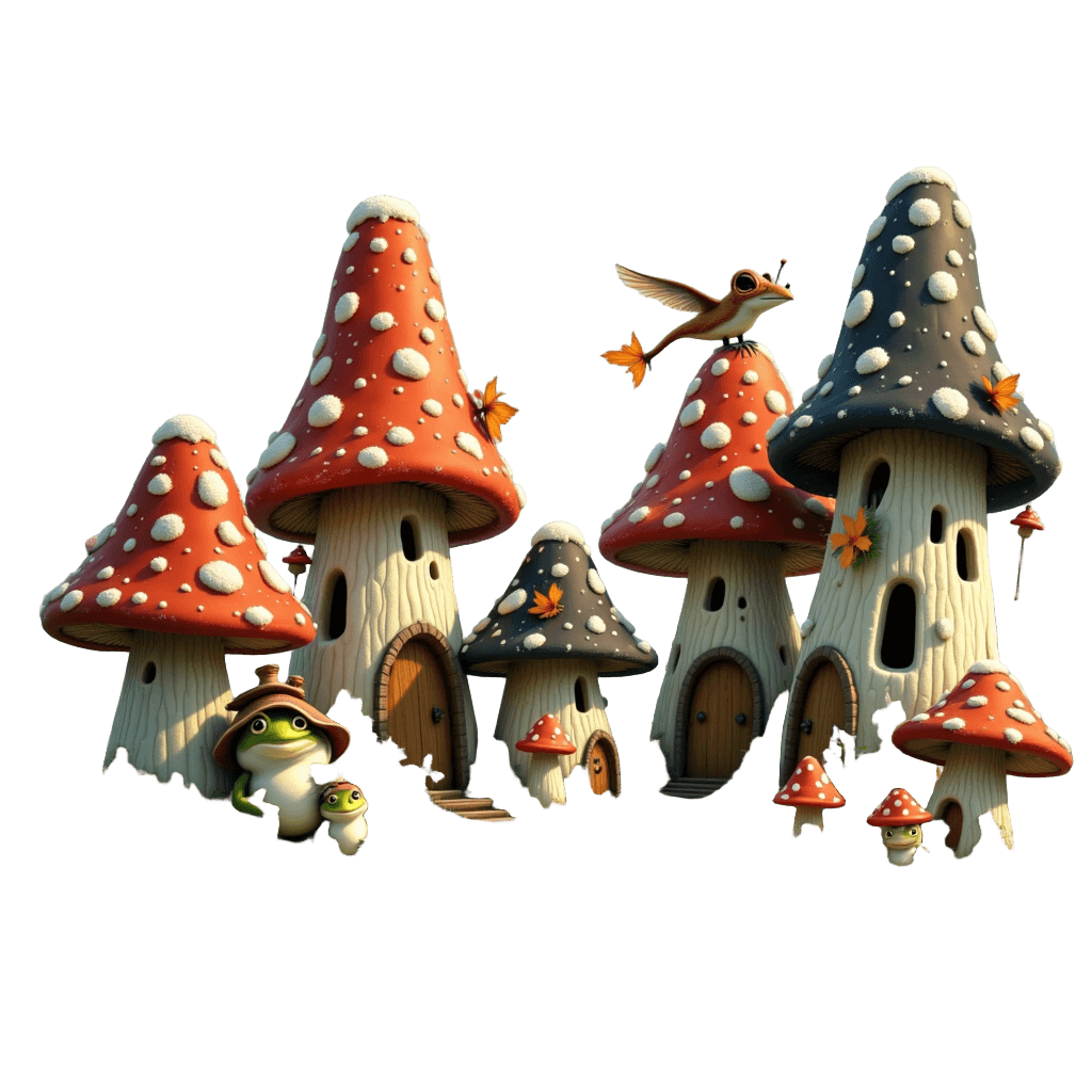 Mushroom Village with Frog Residents
