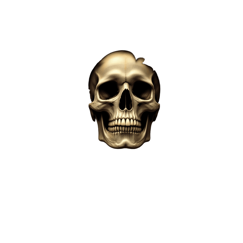 Skull with Laurel Wreath and Greek Texts