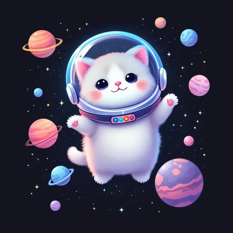 "cute astronaut cat in space, kawaii"