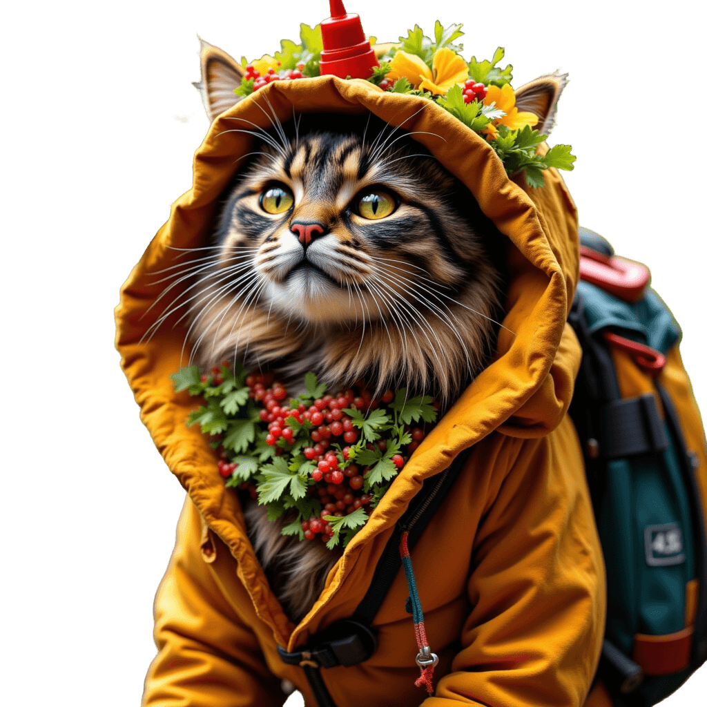 Cat Dressed As Taco with Hot Sauce