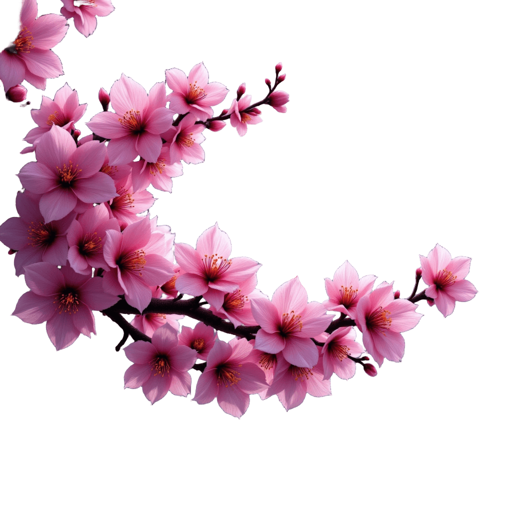 Cherry Blossom Branch with Full Moon