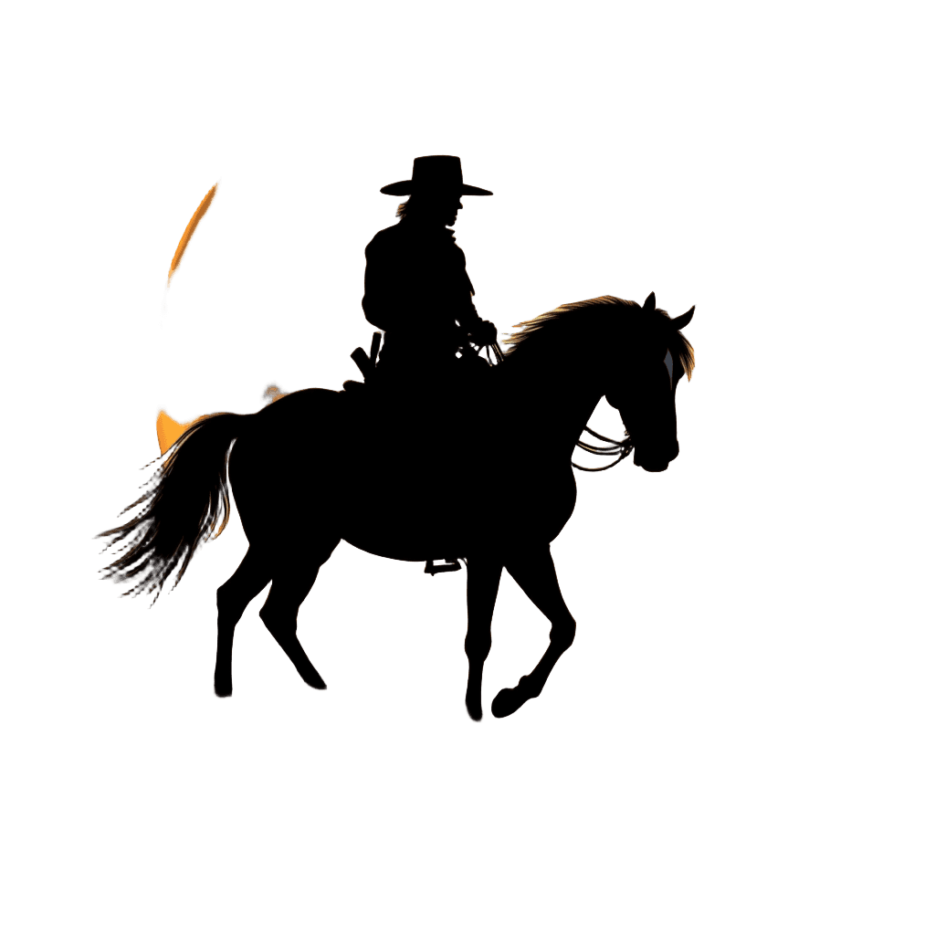 Lone Cowboy on Horseback Against Full Moon