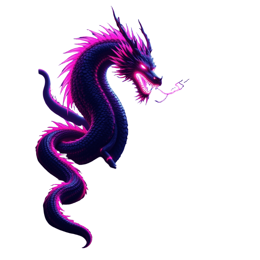 Neon Dragon Coiled Around Futuristic Skyscraper