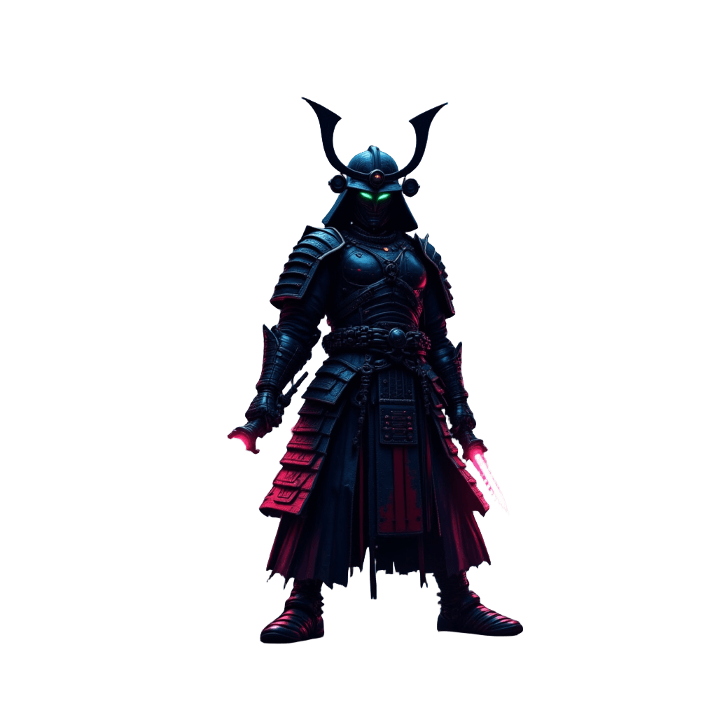 Robot Samurai with Plasma Katana in Neon Alley