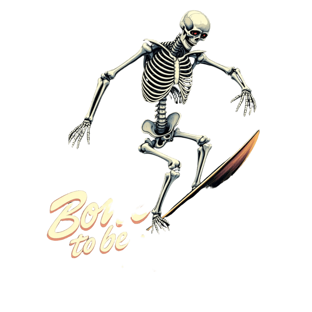 Skeleton Surfing a Gnarly Wave