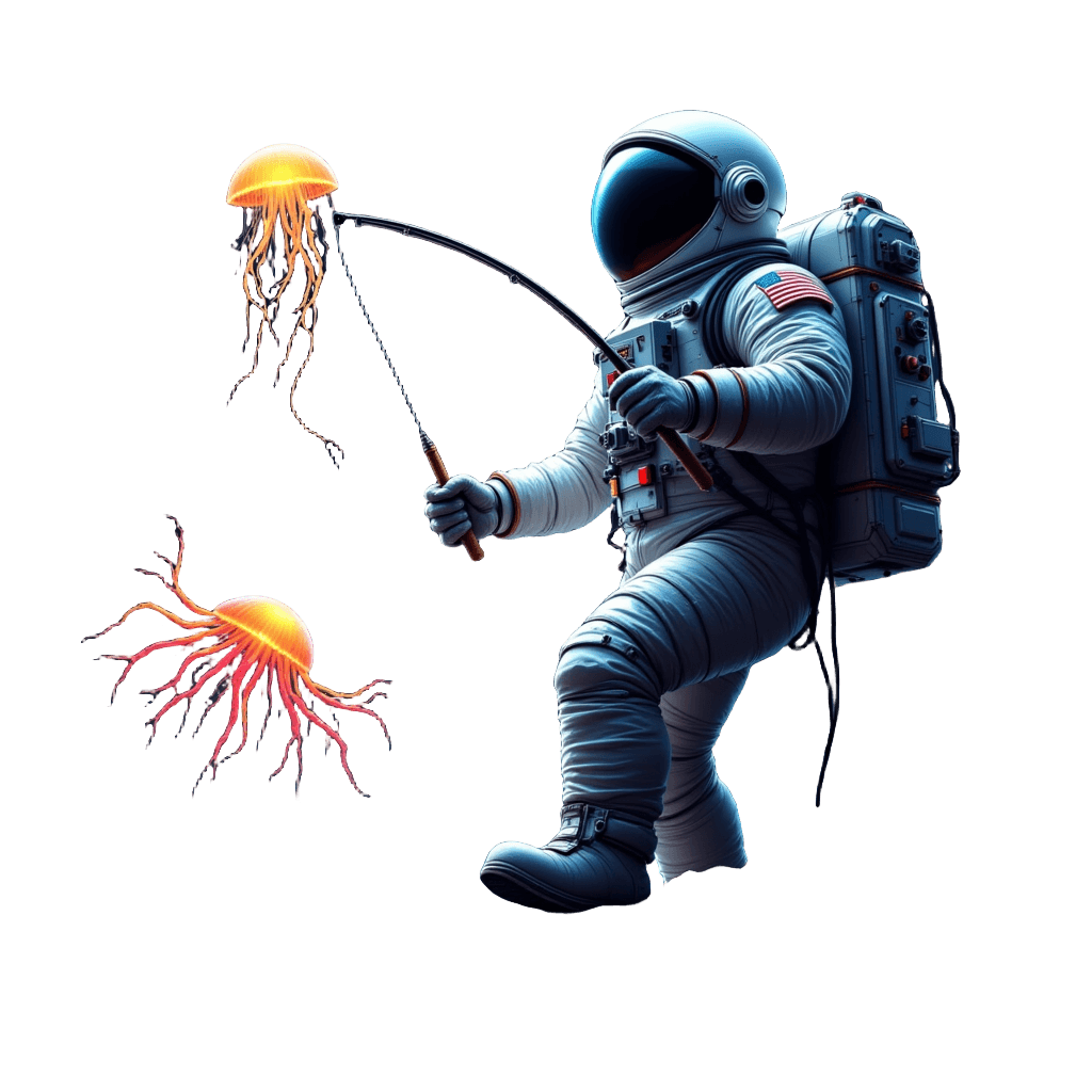 Astronaut Fishing Asteroid