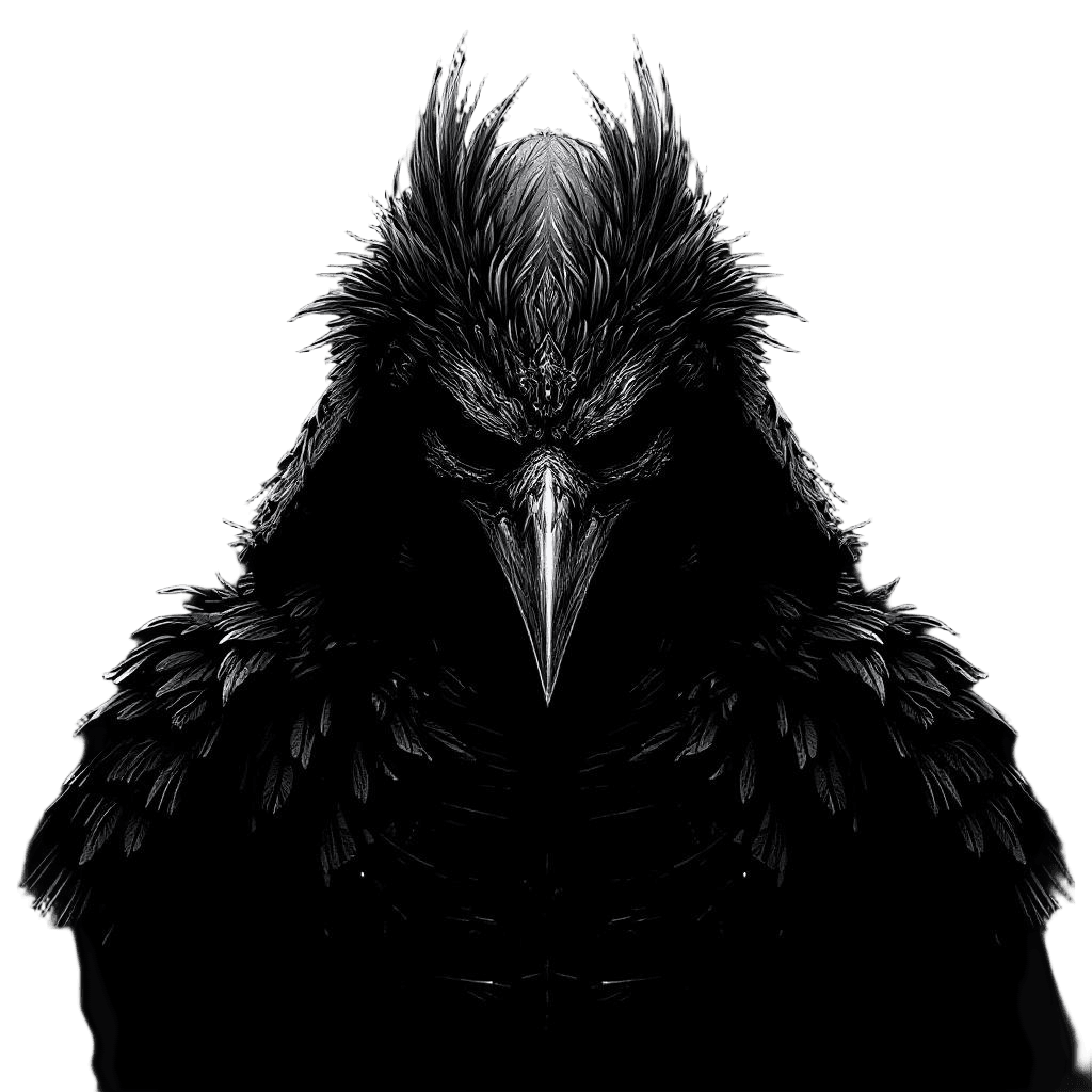 A Samurai Wearing a Crow-shaped Menpo Mask