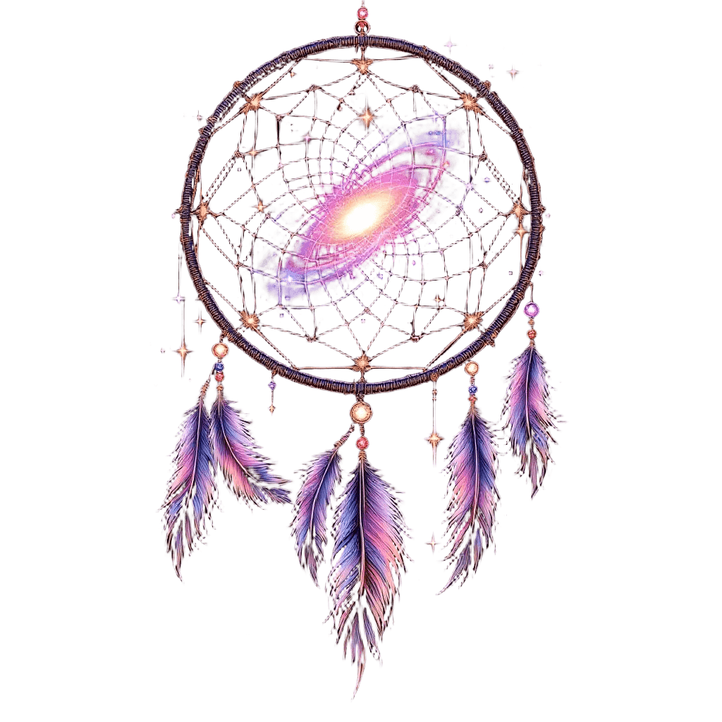 A Dreamcatcher with a Galaxy Spinning Inside Its Web