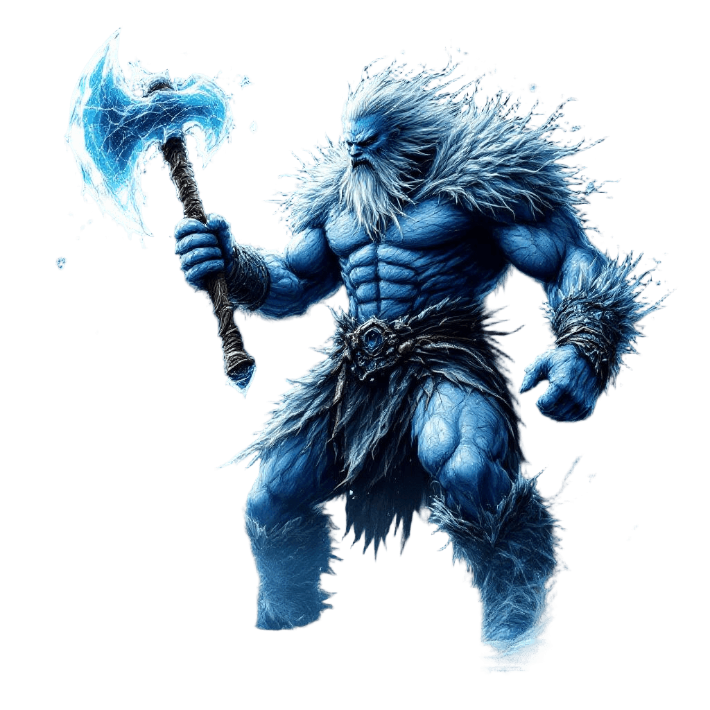 A Frost Giant Wielding an Axe Made of Pure Ice