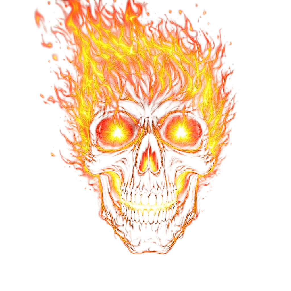 A Skull Engulfed in Raging Inferno Flames