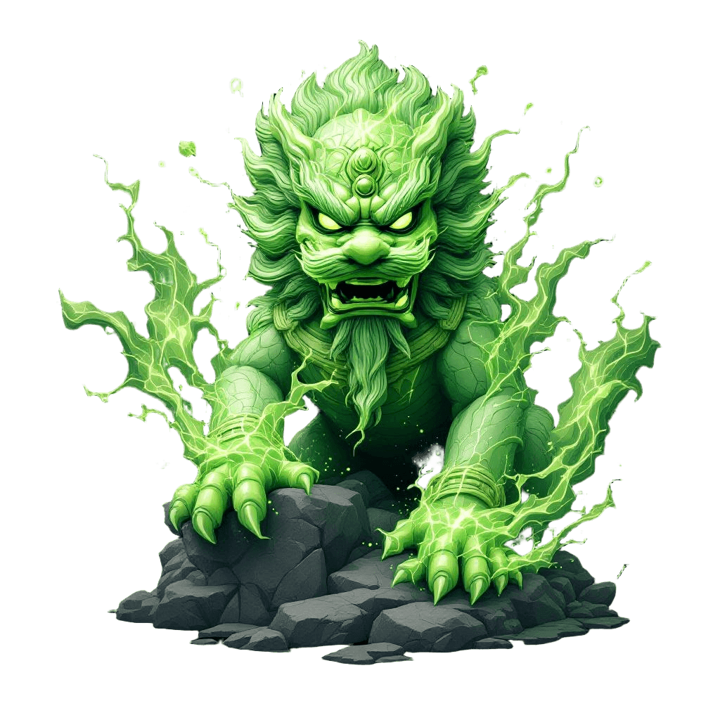 A Massive Jade Foo Dog Guardian Statue Coming to Life