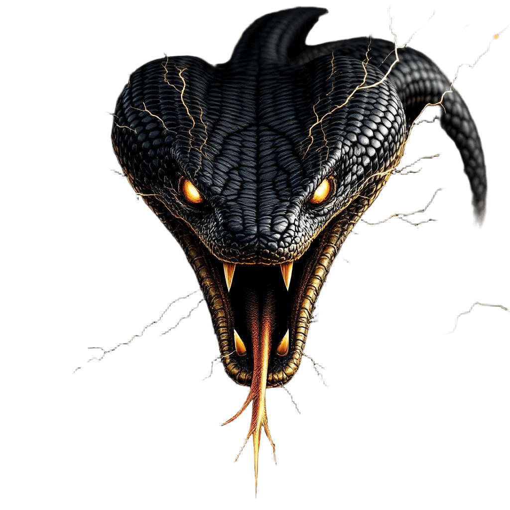 A King Cobra at the Moment of Strike