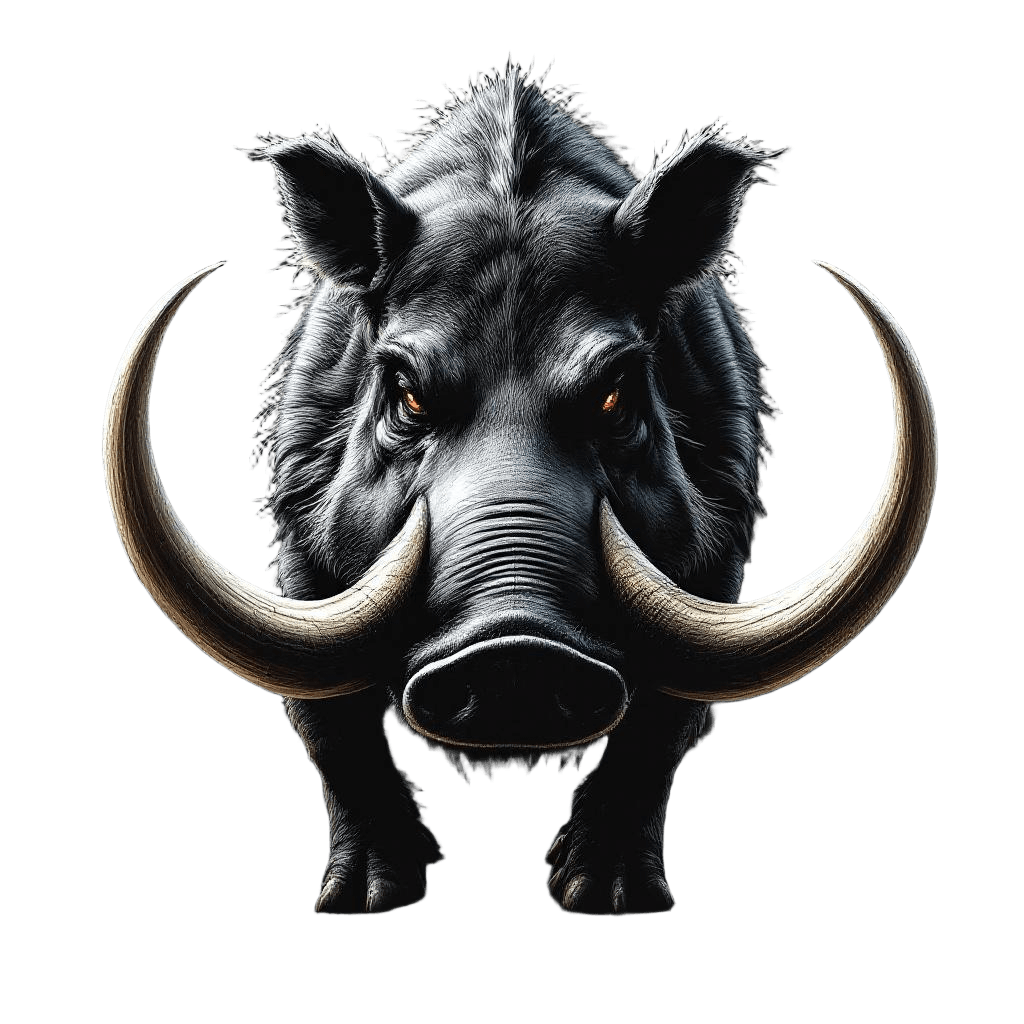 An Armored Warthog Charging with Massive Tusks