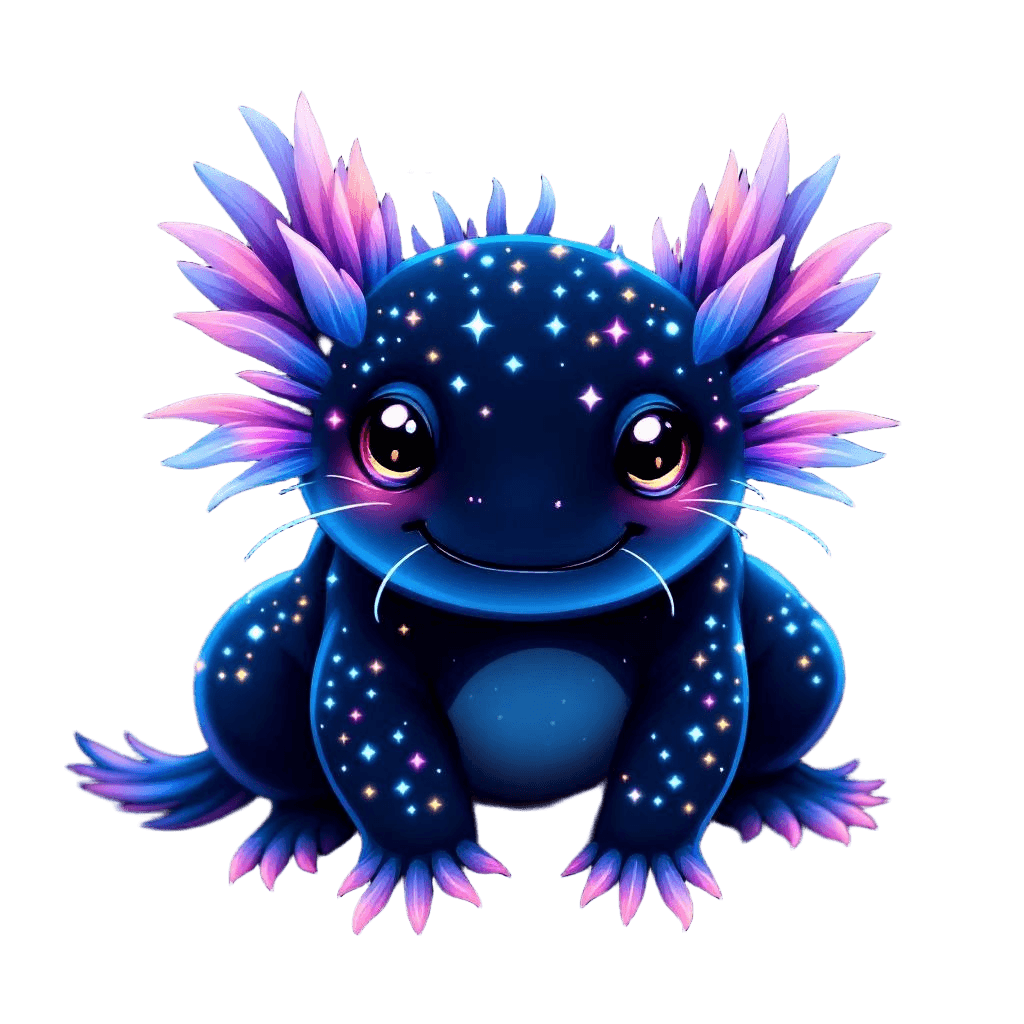 An Adorable Axolotl with Bioluminescent Glow
