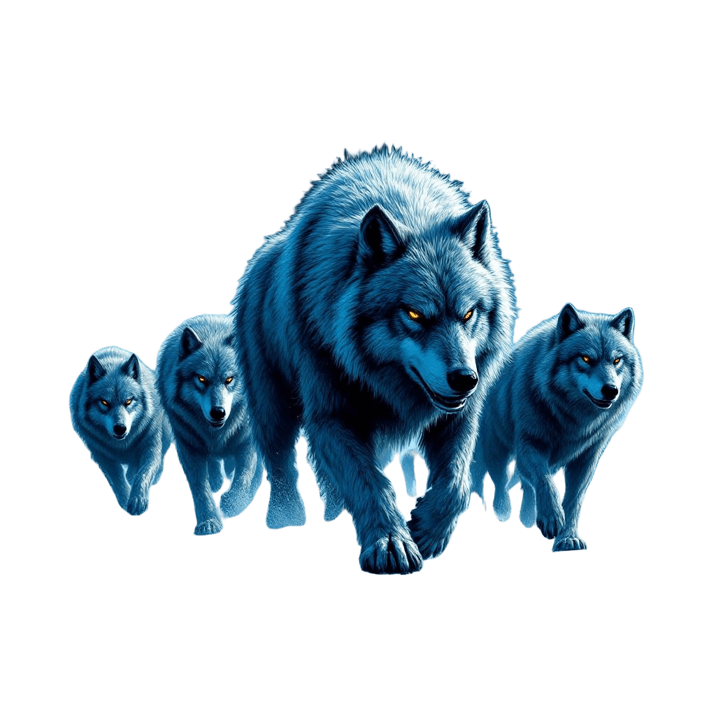 A Massive Prehistoric Dire Wolf Leading Its Pack Through a Frozen Landscape