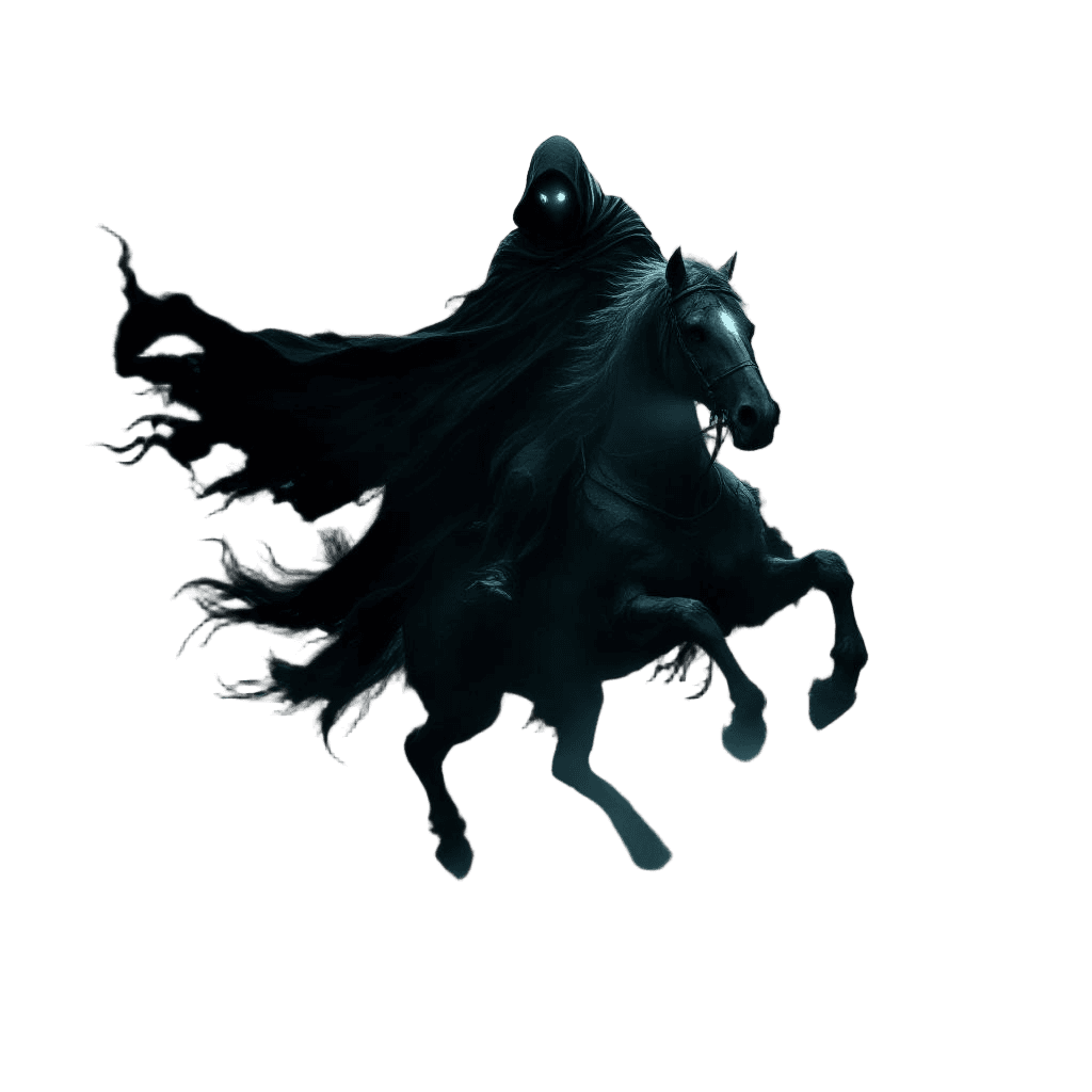 A Dullahan Headless Horseman Carrying His Own Glowing Head