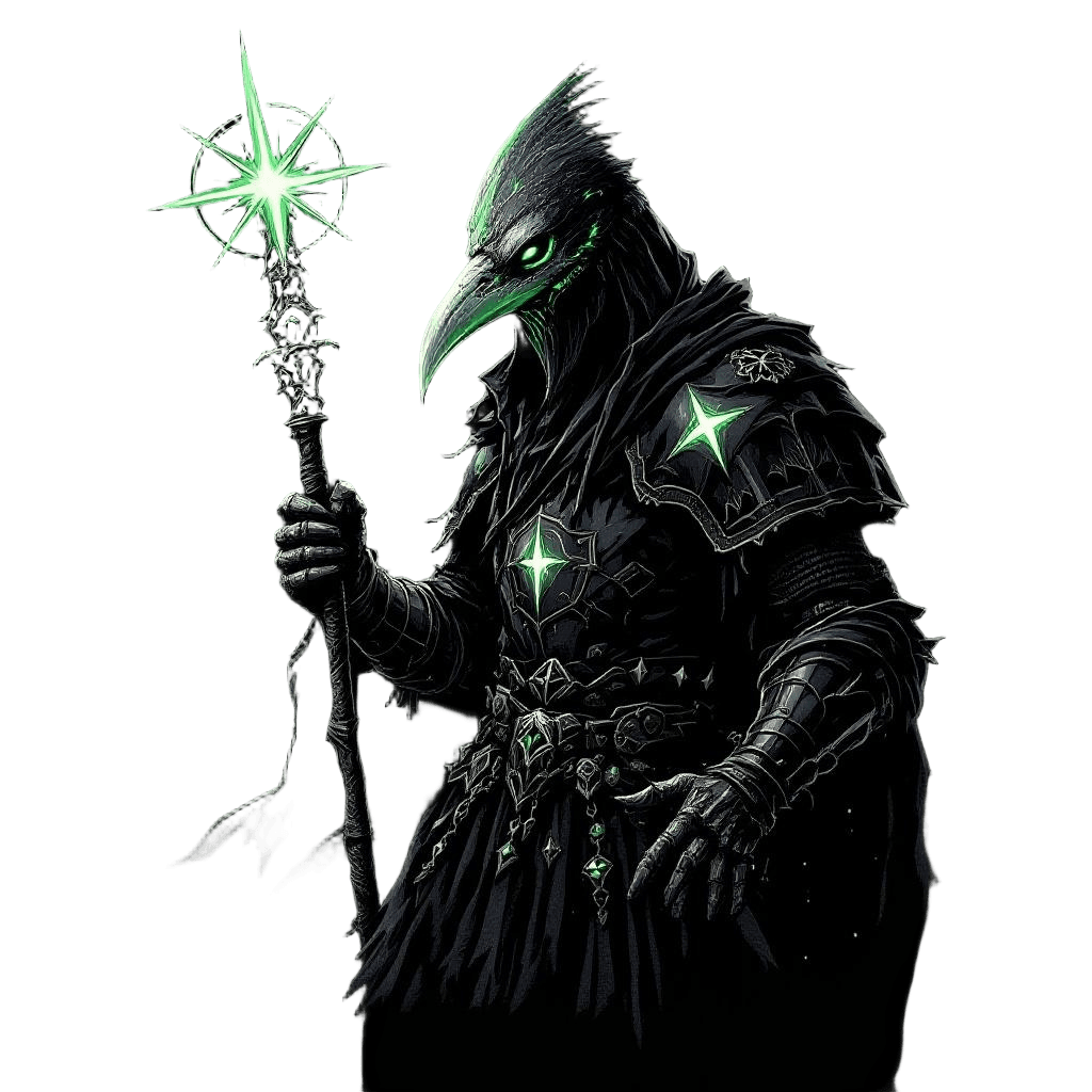 A Plague Knight in Bird-mask Helmet Wielding a Morningstar