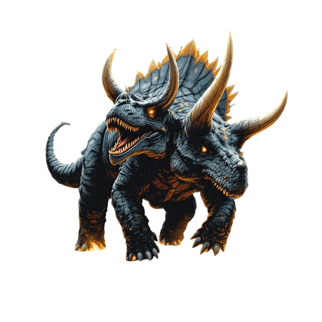 A Triceratops with Natural Armor Plates Glowing