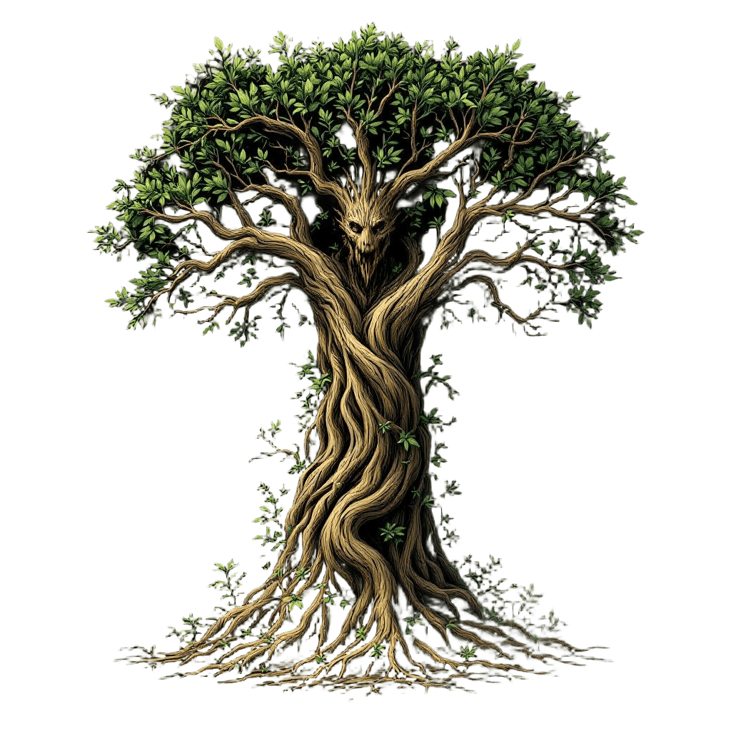 An Ancient Forest Warden Made of Living Wood and Leaves