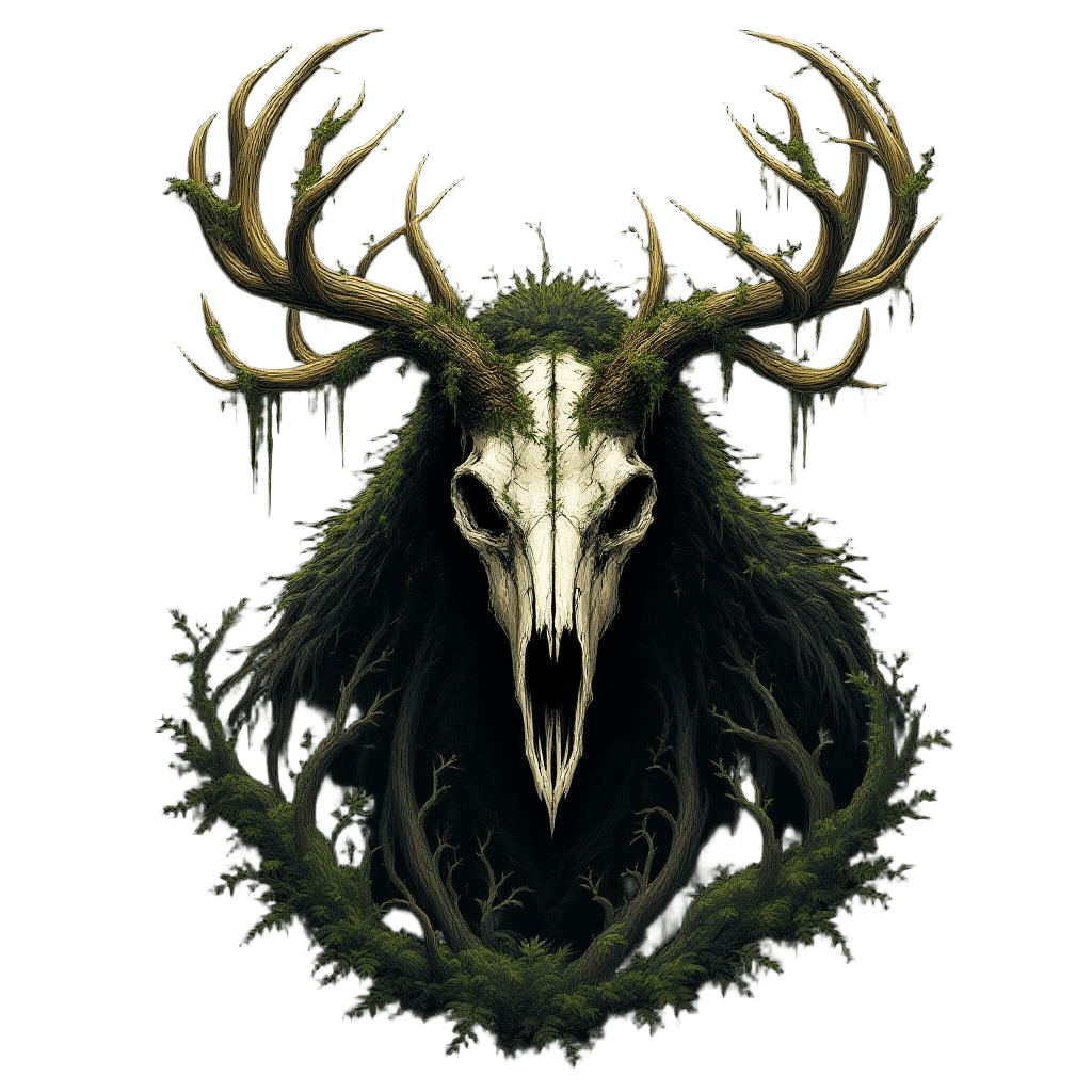 A Wendigo with a Massive Deer Skull Head