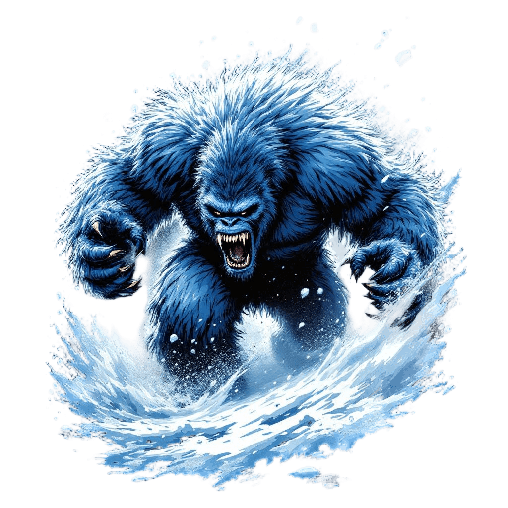 A Yeti Charging Through a Snowstorm