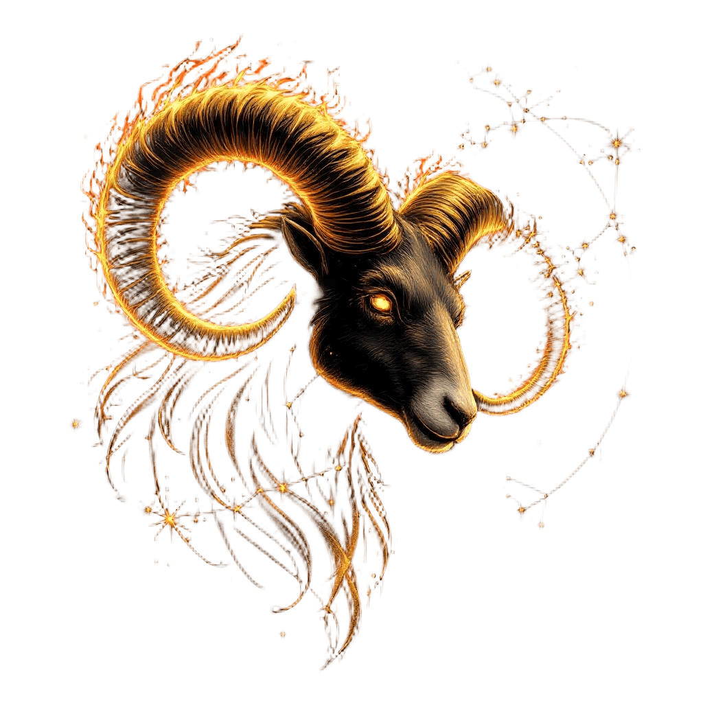 Aries the Golden Ram Constellation with Fire Emanating From Its Horns
