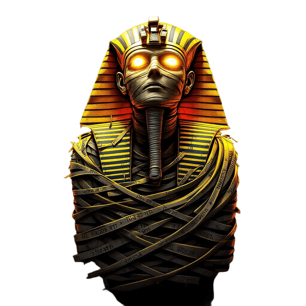 An Egyptian Mummy Pharaoh Awakening From a Golden Sarcophagus