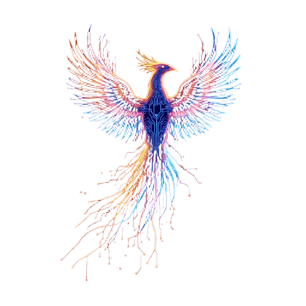 A Phoenix Made of Neon Electric Energy