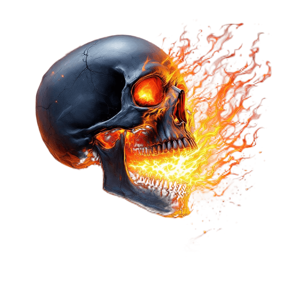 A Skull Breathing Fire From Its Mouth