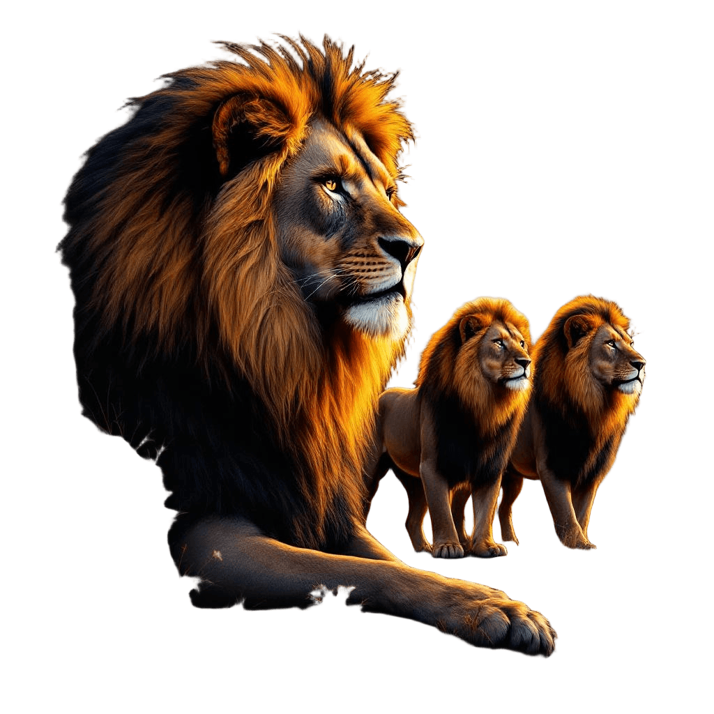 A Majestic Lion Pride on the African Savanna at Golden Hour