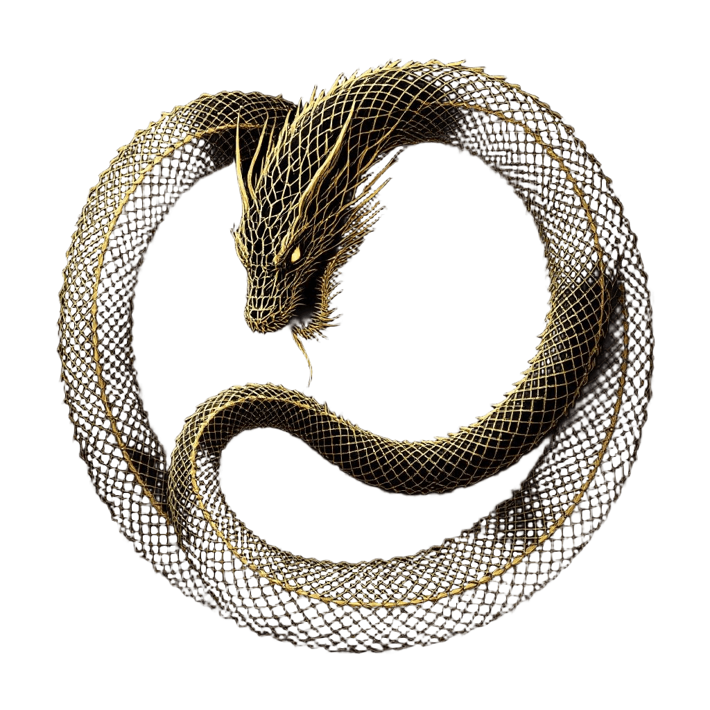 A Golden Ouroboros Serpent Eating Its Tail