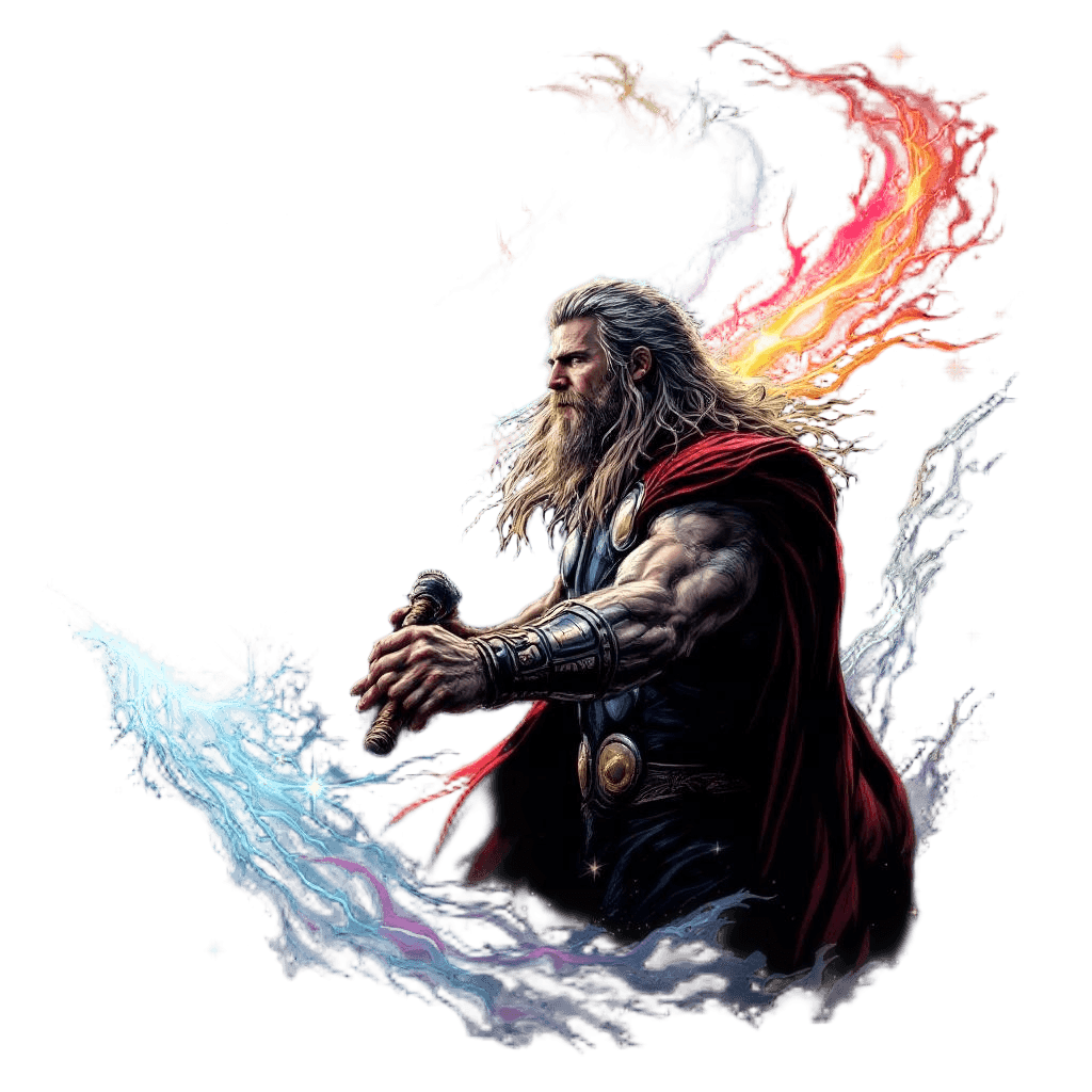 Thor Summoning the Bifrost Rainbow Bridge with His Hammer