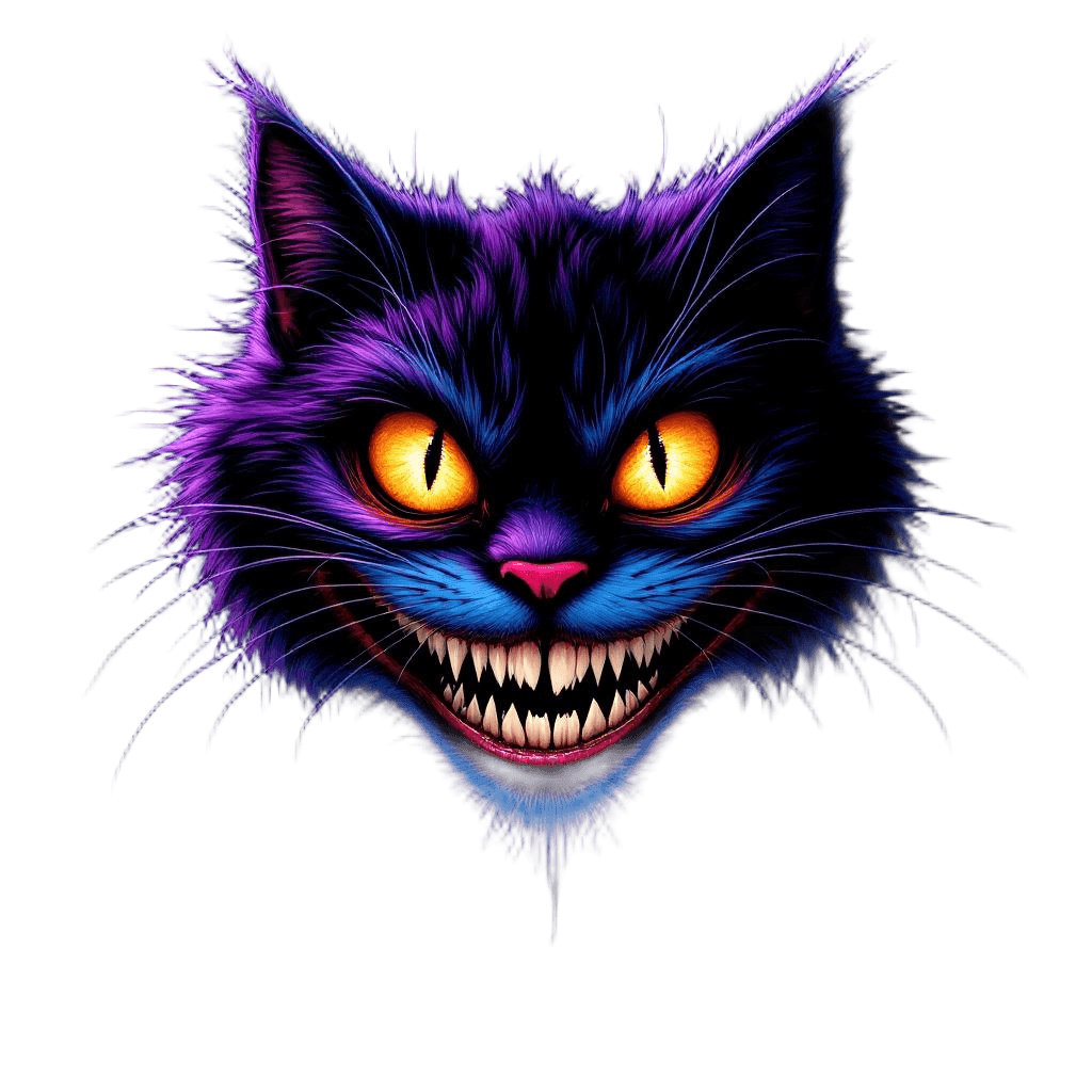 A Cheshire Cat's Floating Grin in Darkness