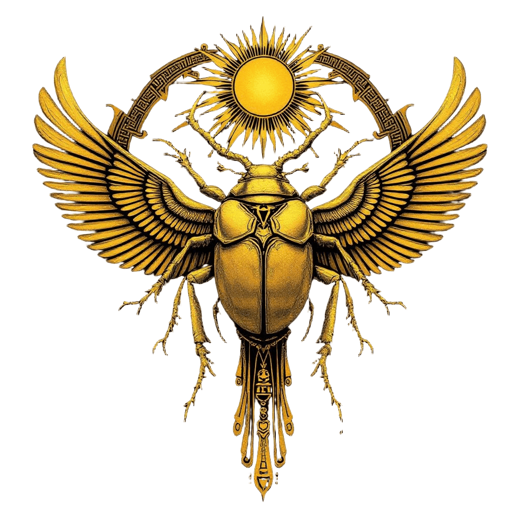 A Golden Scarab Beetle with Wings Spread
