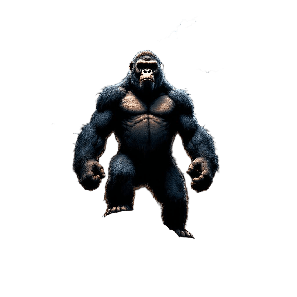 A Massive Ape Standing on a Mountain Peak Beating Its Chest