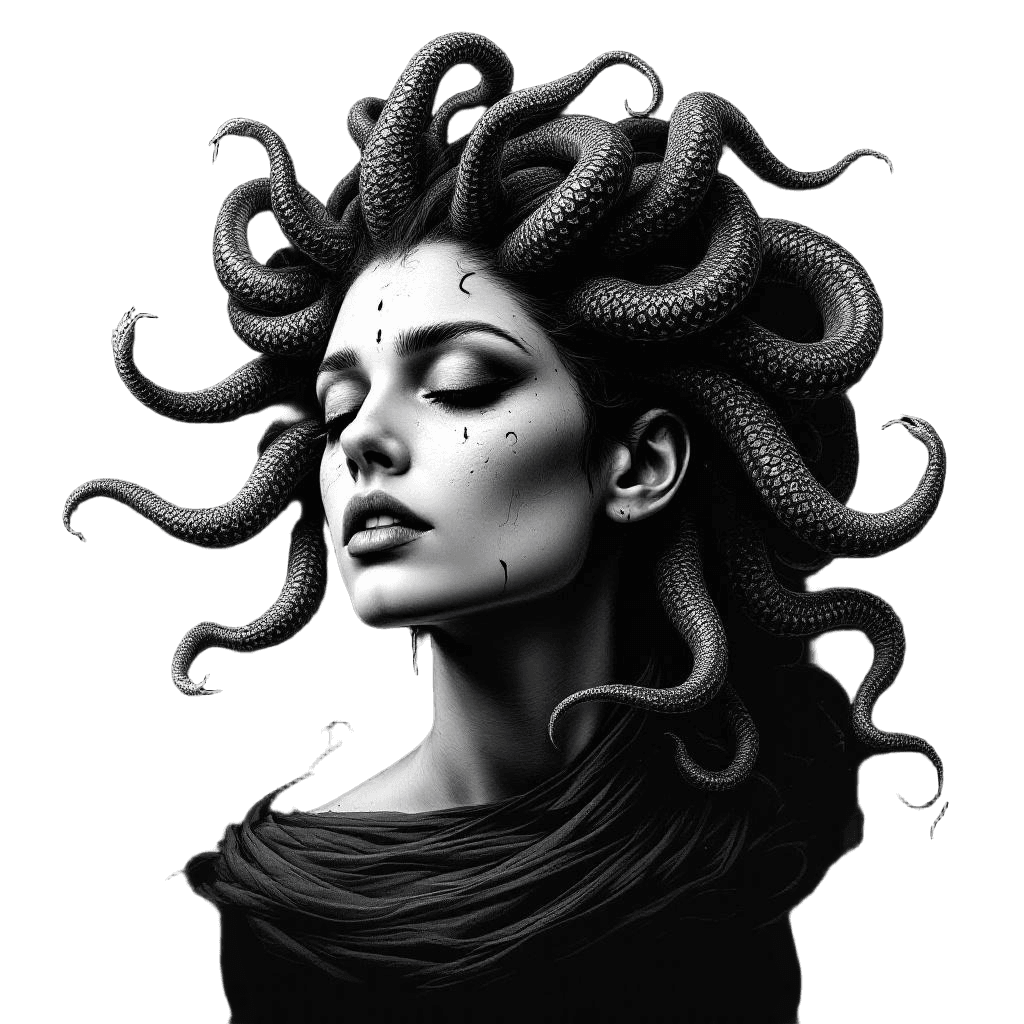 Medusa Before the Curse — Beautiful Woman with the First Snakes Appearing in Her