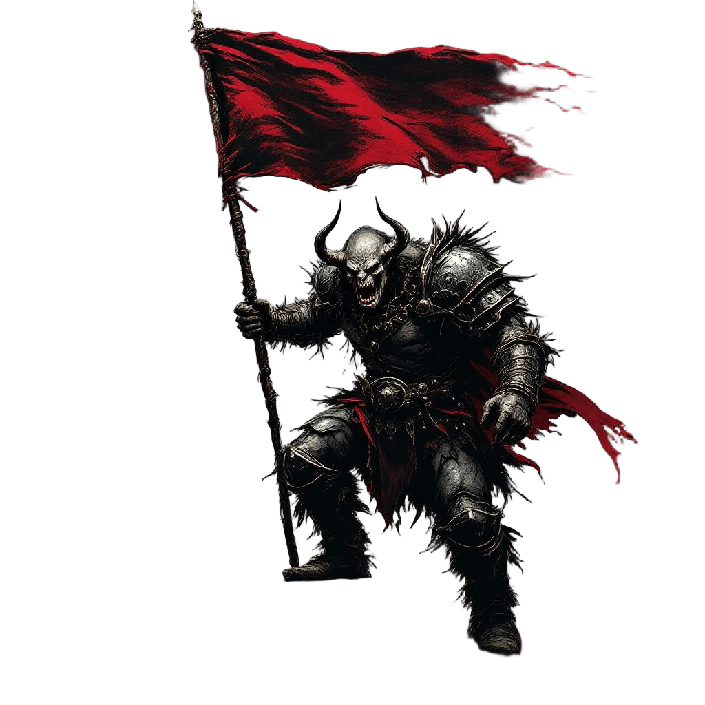 A Fierce Orc Warrior Carrying a War Banner Into Battle