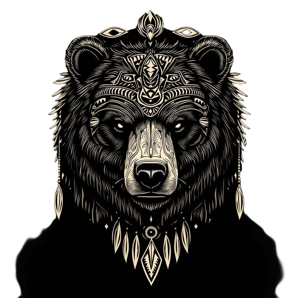 A Bear Spirit Totem in Native American Art Style