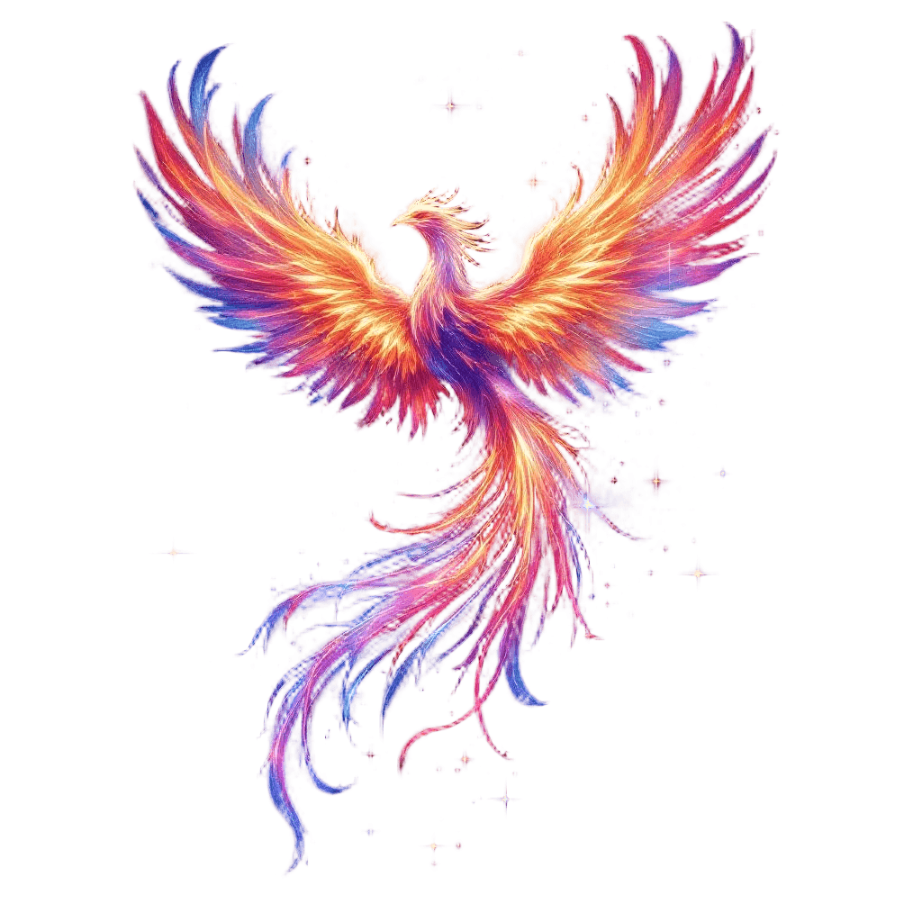 A Phoenix with Wings Made of Colorful Nebulae