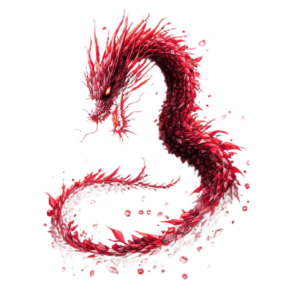 A Dragon Made Entirely of Ruby Gemstone Breathing Fire That Creates More Rubies