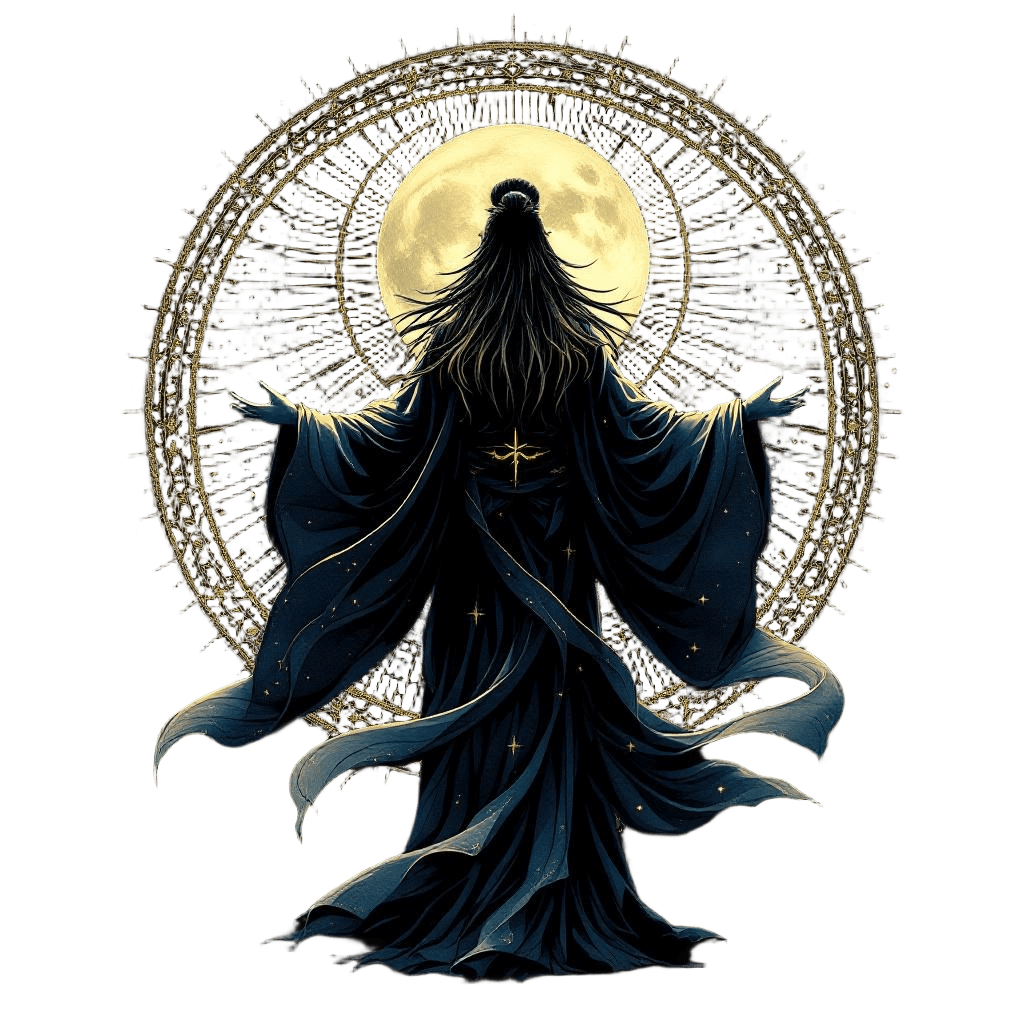 Tsukuyomi the Japanese Moon God in Elegant Robes